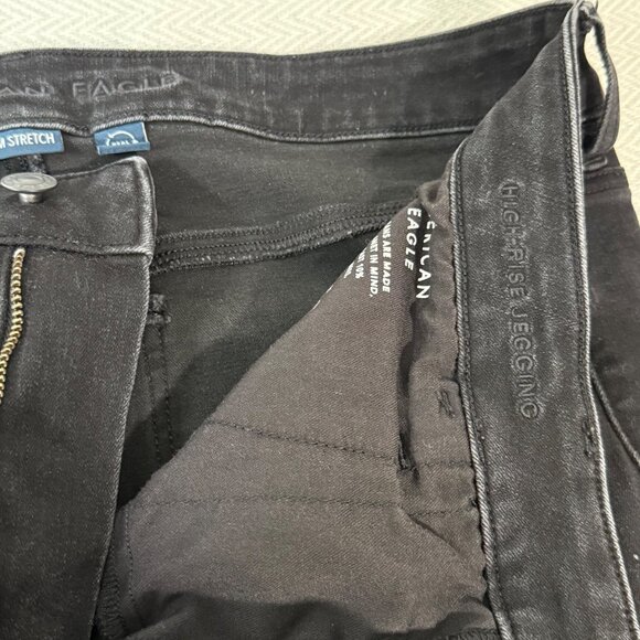 American Eagle Jeans Womens 18 Black Stretch Jegging Grunge Casual - Picture 7 of 16